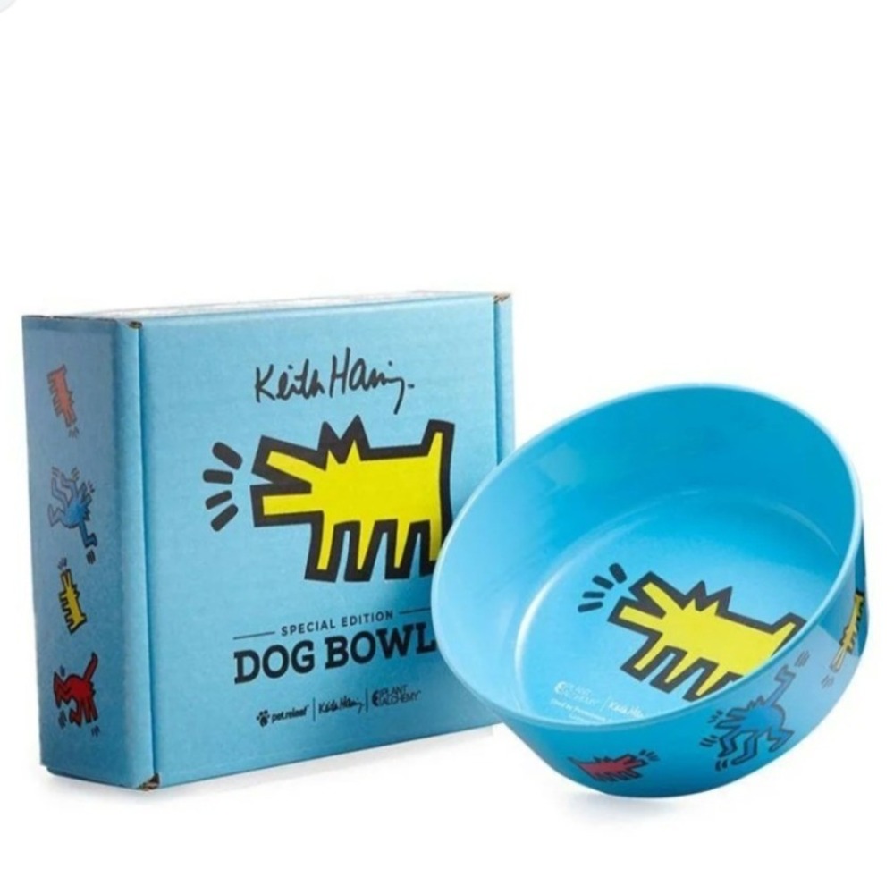 Keith Haring Dog Bowl Blue Special Edition Barking Dog Art